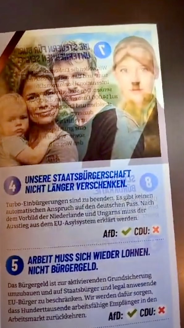 … bei Lichte betrachtet. Wahlprospekt im Gegenlicht. #noafd