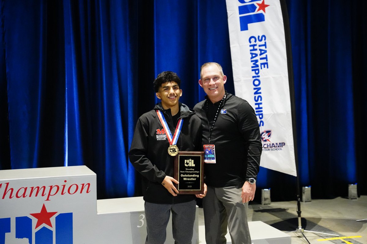 Congratulations to your 2025 #UILState Wrestling 6A State Tournament Most Outstanding Wrestlers:

Girls: Haydn Stine (Prosper Rock Hill) *Picture Not Available
Boys: Isaak Arevalo (Arlington Martin)