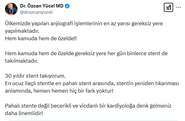 Kardiyoloji Klinikleri, Anjiyo Laboratuvarları ve hastanelerin Muhasebe Bölümlerinin kapısına asılması gereken bir ikaz!