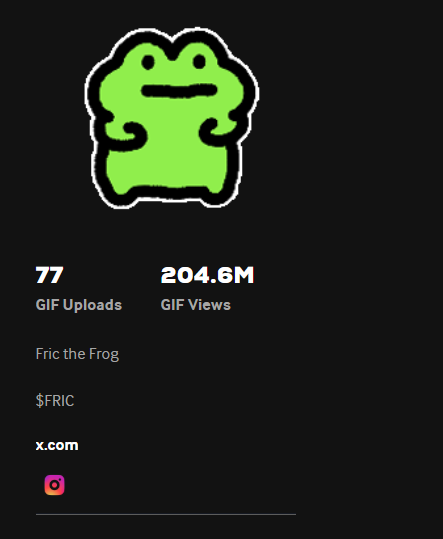frz_crypto's tweet image. i honestly think $fric is the best thing you can buy right now
when memes (inevitably) bounce, people will seek for the memes with the highest potential of upside and that meme is simply $fric
20M+ views on the @fricthefrog X in the last WEEK
100M+ views on @GIPHY GIF's in the…