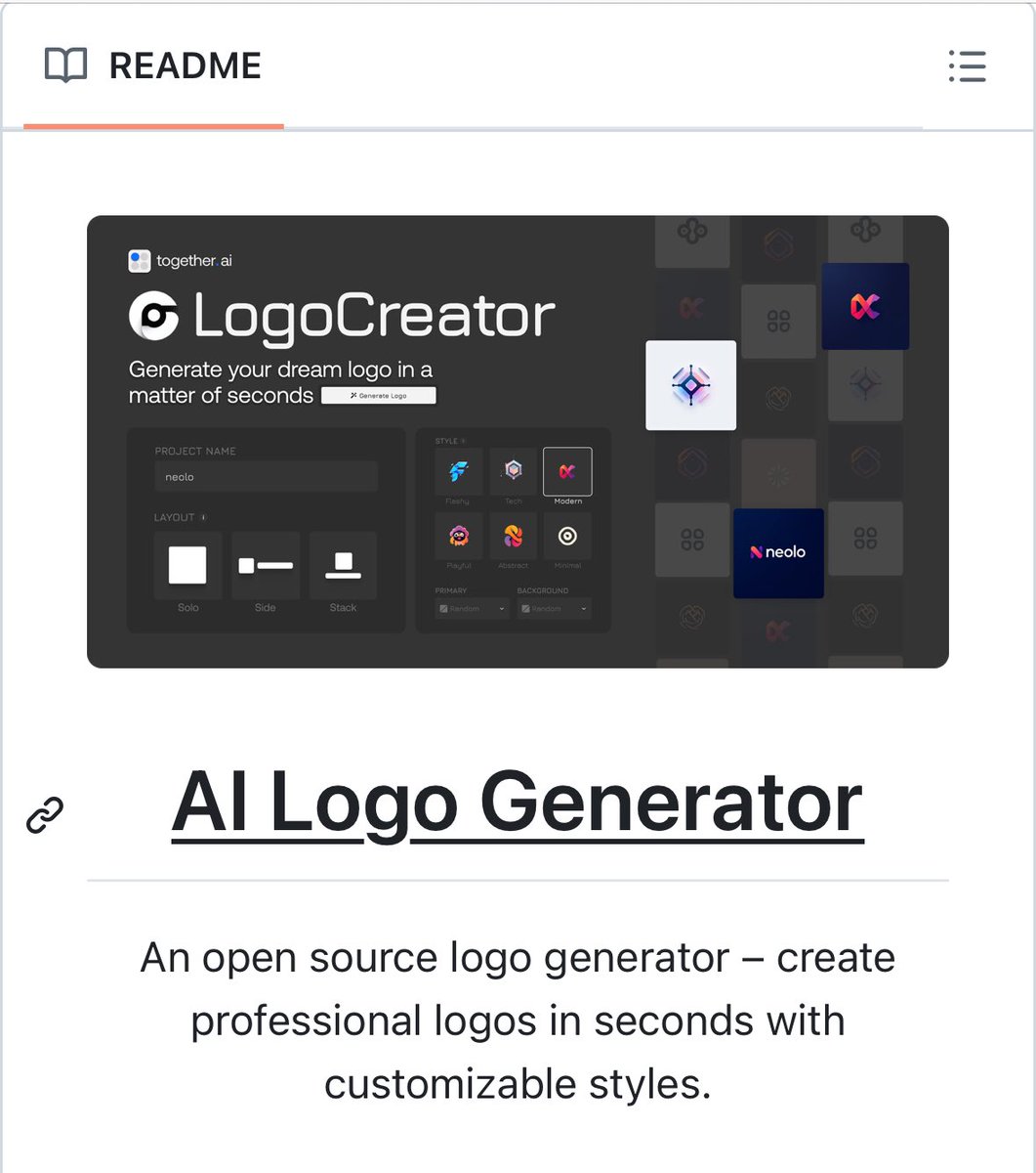 GithubProjects's tweet image. Logo generator, but open-source, self-host, AI powered plus you get no-watermark :)
github.com/Nutlope/logocr…