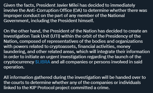 invinciblexbt1's tweet photo. US federal authorities will be working together with Argentinian counterparts on the $LIBRA case.
@KelsierVentures @KIPprotocol and to a lesser degree, @MeteoraAG are the primary defendants involved. https://t.co/7jmBnOpHuS
