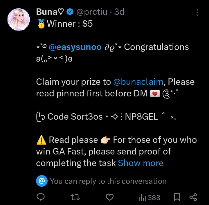 easysunoo's tweet photo. ๐thank you so much Ms. @prctiu
and to the sponsors. I won 6 giveaways in a row.
#TestiBunaR ๐ https://t.co/E9BGJwmEC2