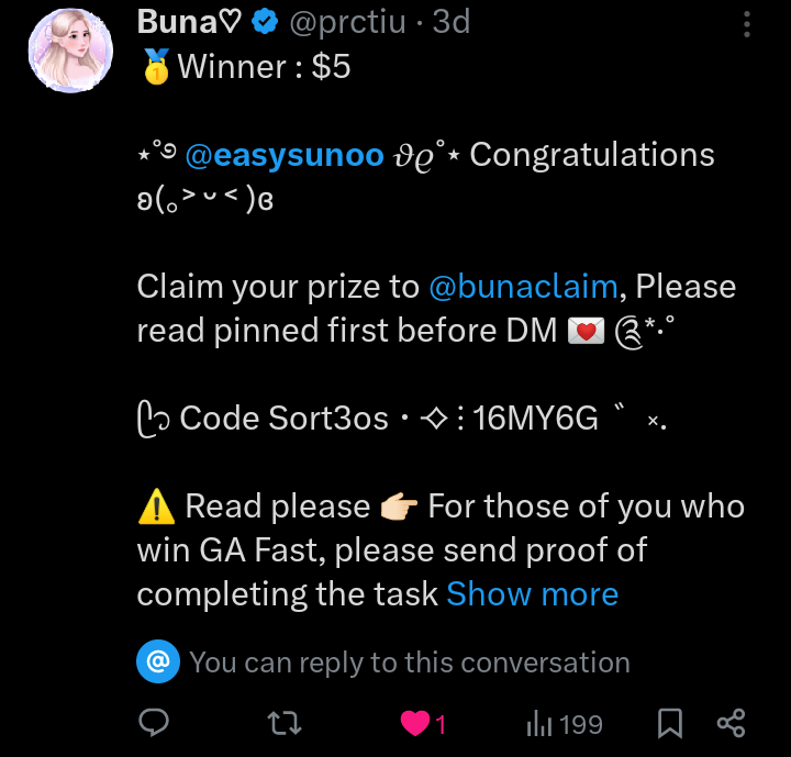 easysunoo's tweet photo. ๐thank you so much Ms. @prctiu
and to the sponsors. I won 6 giveaways in a row.
#TestiBunaR ๐ https://t.co/E9BGJwmEC2