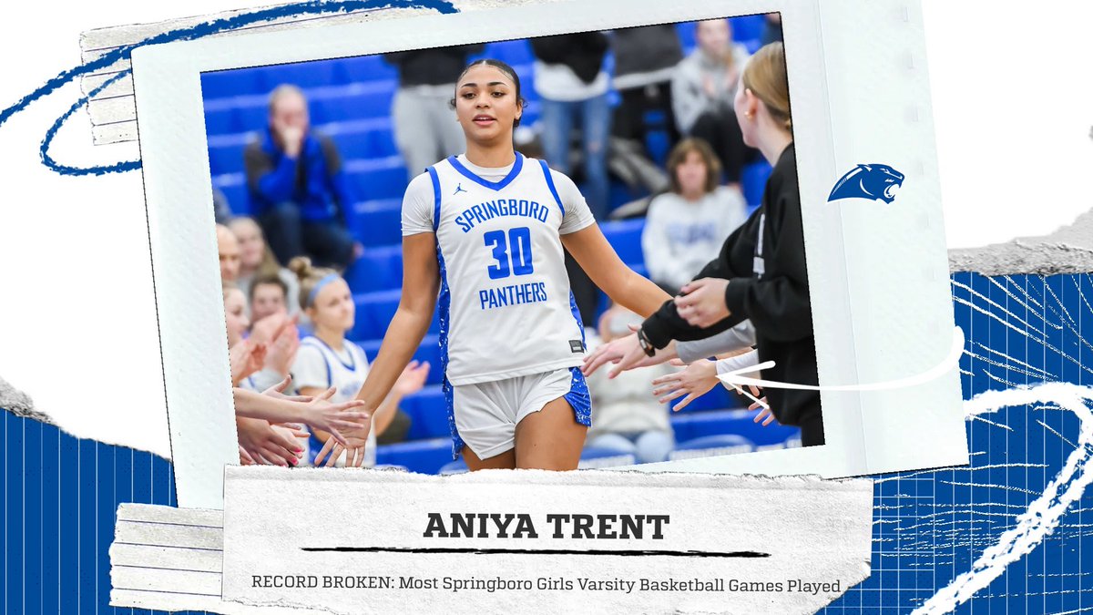 🚨RECORD BROKEN🚨 Congrats Aniya Trent 👏🏻👏🏻on breaking the record, previously held by Jordan Diehl, for playing in the Most Springboro Girls Varsity Basketball games 👊🏼⛹️‍♀️🏀 #GETUP