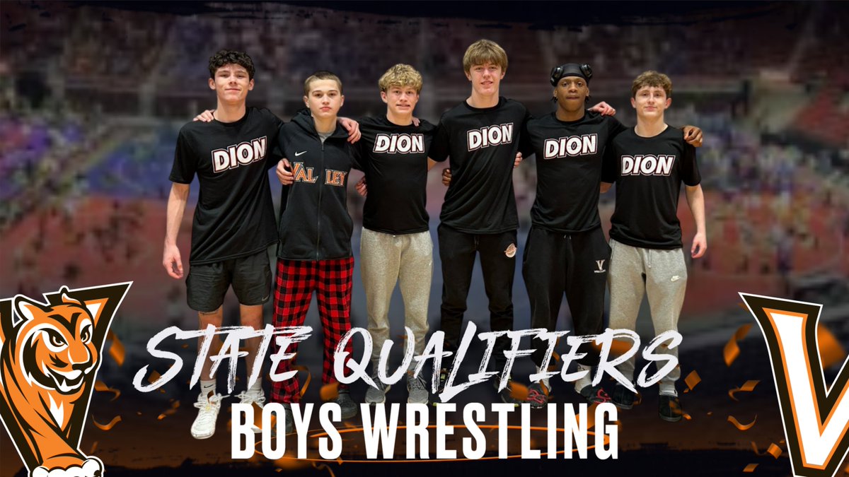 Congrats to our <a href="/WDMVwrestling/">Valley Wrestling</a> State Qualifiers!
106- Oliver Lange (2nd)
113- George-Grant Mavromatis (2nd)
126- Aiden Schulz- (2nd)
132- Kash Kiner- (3rd)
144- Jah'Kari Clark- (1st)
157- Brady Cochran (2nd)
Class 3A Session 1 is Feb.19th at 9am at Wells Fargo Arena