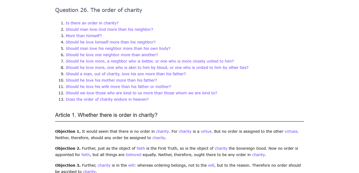 There is an #order in #charity -- St Thomas #Aquinas
newadvent.org/summa/3026.htm
IIa IIa, Q. 26 et seq. - "Consequently there must needs be some order in things loved out of charity, which order is in reference to the first principle of that love, which is God."