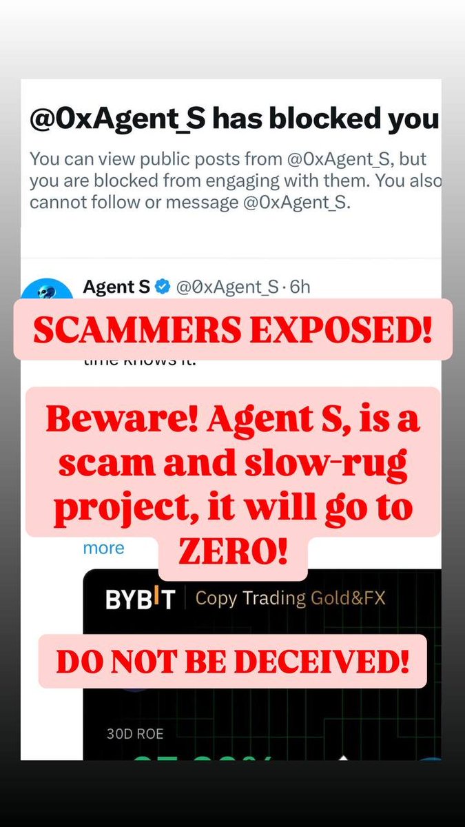 zyter's tweet photo. → Here’s how I exposed a scam project, @0xAgent_S and how they deceive investors with their lies. 

From fake promises to fabricated results, they’ve been pulling the wool over people’s eyes for too long. 

🧵Here's another thread to expose their organized schemes: 👇 https://t.co/HC8QPwZLrJ