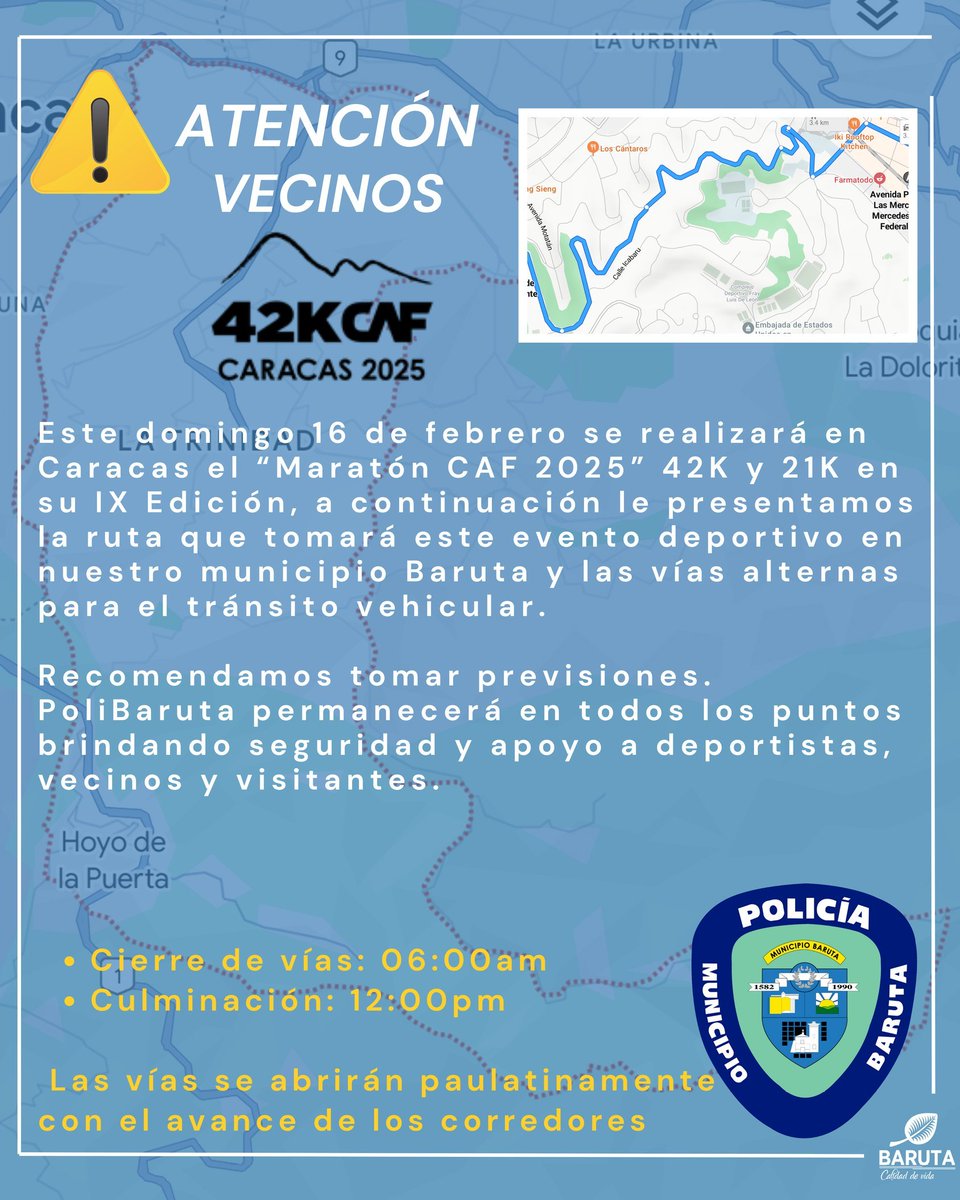 andresraulpaezp's tweet image. El mayor de los éxitos @ReporteYa a todos los #atletas participantes #triatletas  organizadores @AgendaCAF @maraton_CAF y autoridades que apoyan #MaratónCAF  #42 K y 21K este #16Feb en #Caracas ¡Tomen previsiones rutas alternas! #Deportes #RunningMan #Runners #MaratónCAF2025