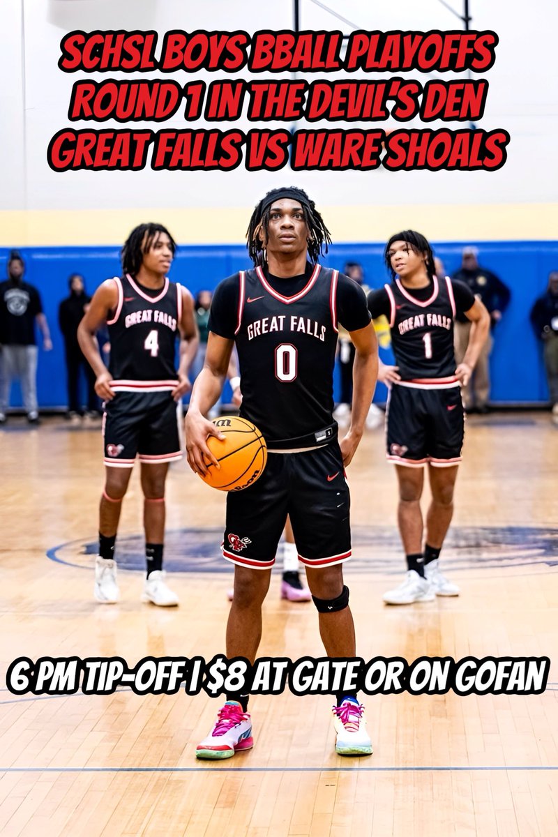 GF_Athletics's tweet photo. Your region champion boys basketball team (16-2) will kick off the first round of the playoffs Monday evening at 6 PM. We will host Ware Shoals HS; tickets are $8 and can be purchased online at https://t.co/c5v74NCe4h or at the gate.

Only SCHSL passes can be accepted at the gate https://t.co/vr92gUY4Ws