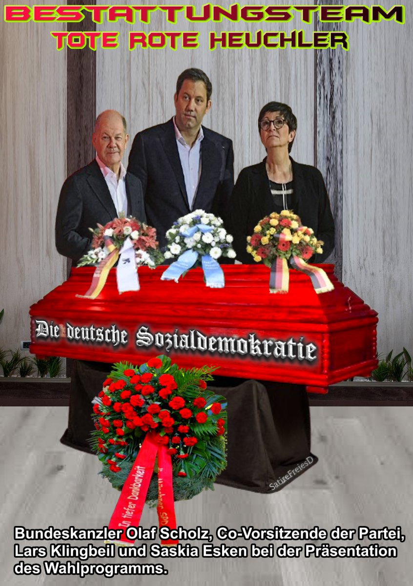 Kein Personal
kein Inhalt
keine Wähler #BTW2025 

Die "Sozialdemokratie" ist die entkernte Hülle einer deutschfeindlichen Firma, die Funktionäre versorgt

Sie drehte den Menschen den Rücken, hörte die Signale nicht, verlor die letzte Schlacht

Zeit für einen Nachruf auf die #SPD