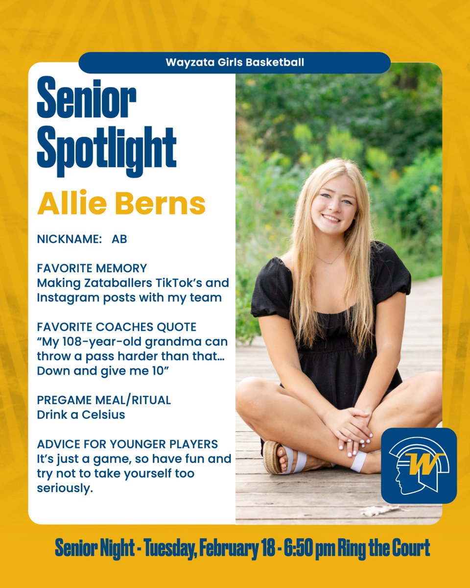 Allie B., Bernsy, AB, congrats on an outstanding senior season so far. Thank you for bringing the FUN daily and your leadership on and off the court. Let's keep the season rolling!