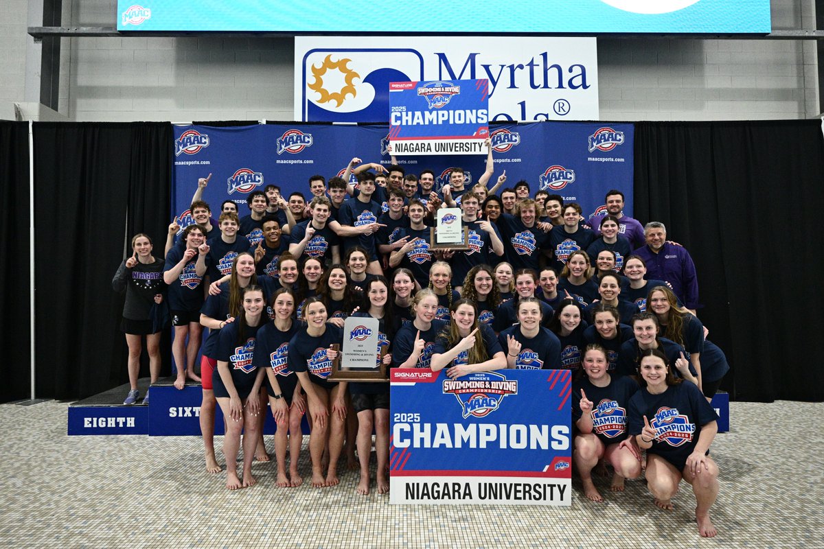 Niagara Swimming (@niagaraswim) on Twitter photo 𝐇𝐢𝐬𝐭𝐨𝐫𝐲 𝐌𝐚𝐝𝐞‼️
Niagara becomes the first #MAACSwim program since 2008 to win both the Men's and Women's <a href="/MAACSports/">#MAACSports</a> Swimming & Diving Championships!
<a href="/NUPurpleEagles/">Niagara Purple Eagles</a>
#EaglesTakeFlight 𝐇𝐢𝐬𝐭𝐨𝐫𝐲 𝐌𝐚𝐝𝐞‼️
Niagara becomes the first #MAACSwim program since 2008 to win both the Men's and Women's <a href="/MAACSports/">#MAACSports</a> Swimming & Diving Championships!
<a href="/NUPurpleEagles/">Niagara Purple Eagles</a>
#EaglesTakeFlight