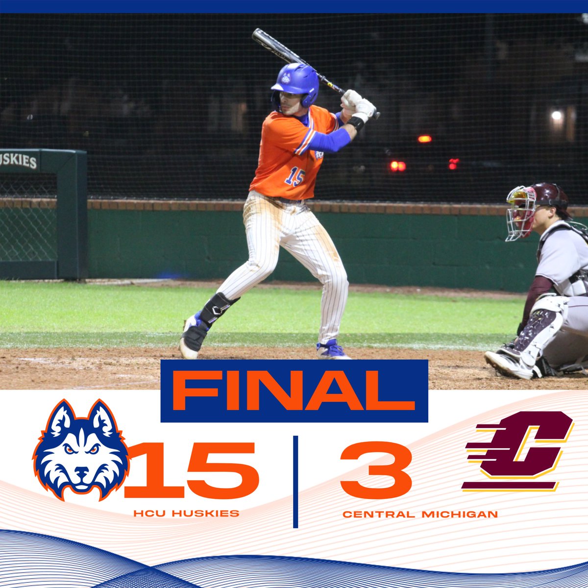 Huskies win big at Husky Field, 15-3, over the Chippewas!

<a href="/HCUHuskiesBSB/">HCU Baseball</a> 

#DawgsUp
