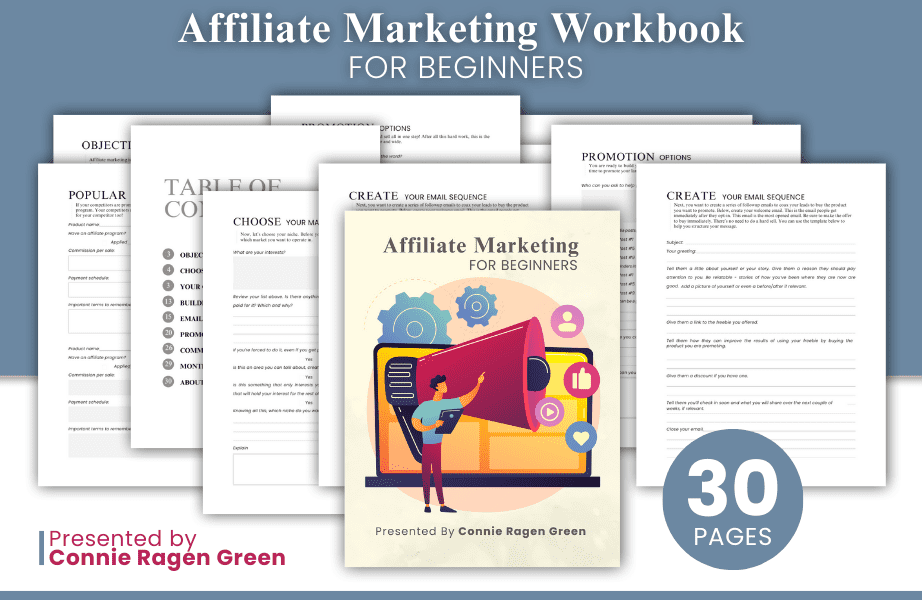 DonnaSLam's tweet image. &quot;Affiliate Marketing Workbook&quot; from @ConnieGreen  simplifies affiliate marketing for beginners. It&apos;s a Step-by-Step Guide to Success with a clear roadmap to earning online through affiliate programs. #commissions #earnmoney #beginnersguide Just $8 at DonnaPresents.com/AffiliateMarke…