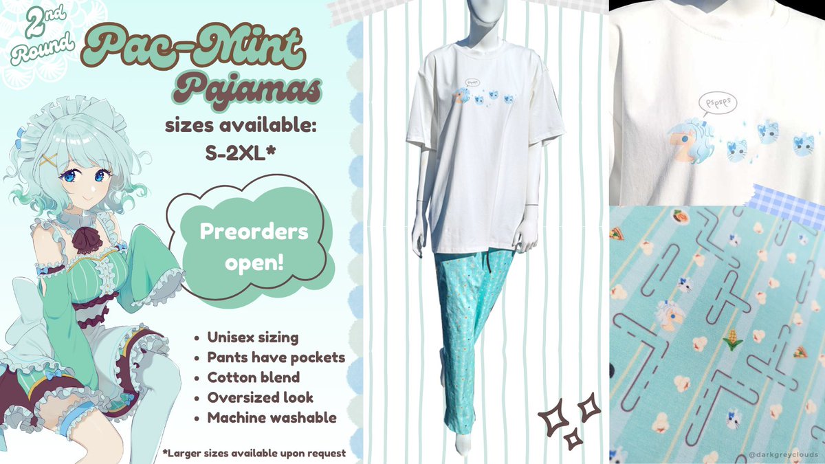 If you missed the #MintFantome pajama preorders last year, now's your chance! I've reopened preorders here: https://t.co/DODxlP9Fse. If you already got PJs now you can get a cute eye mask to go with it 👀 