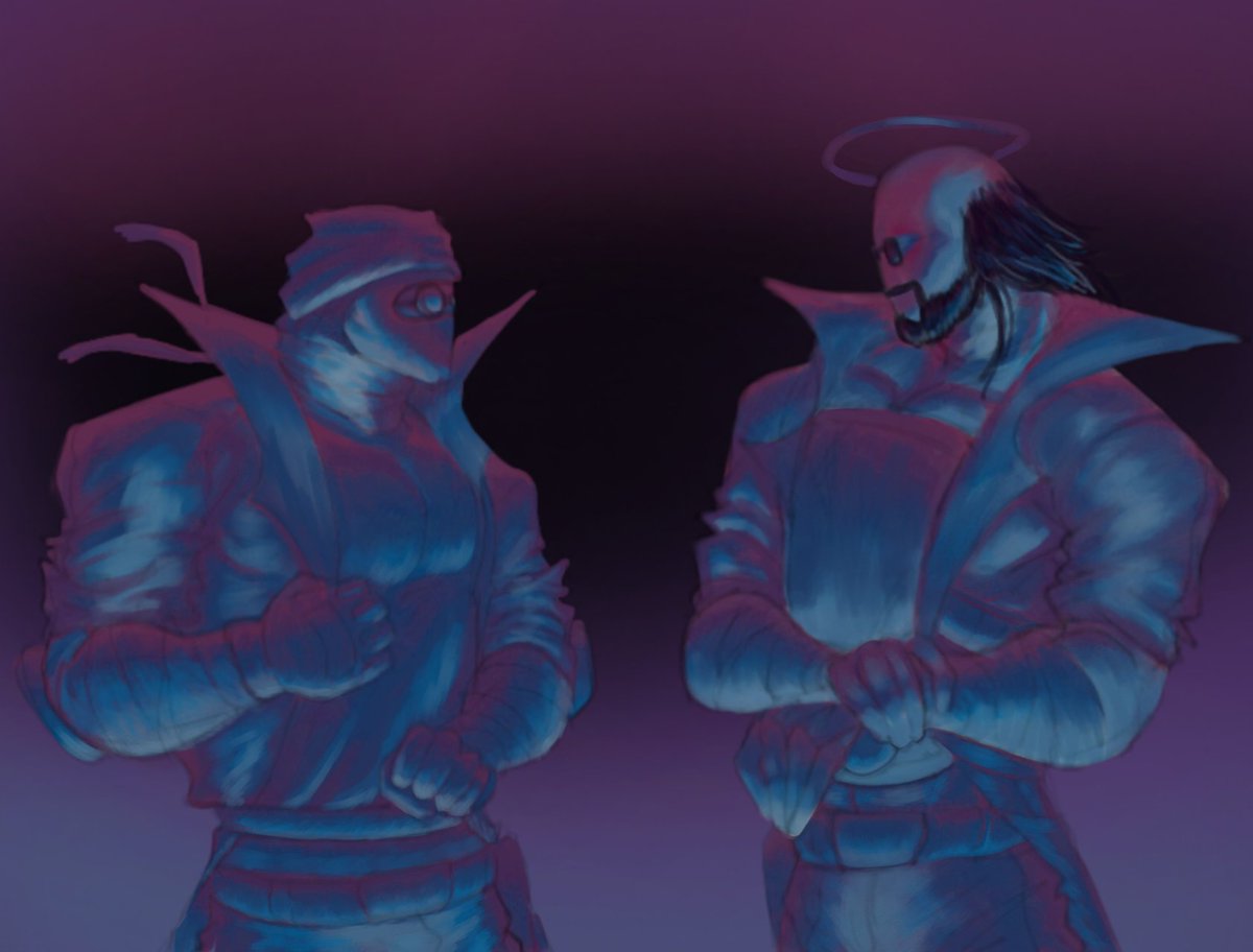 Cerezogh's tweet photo. Hank and Jebus. I'm trying a new way of coloring my drawings. (Ignora el hecho de que no le puse la espada a Jebus bajo sus manos) 
#madnesscombat #madnesscombatfanart https://t.co/zpTisZDdHA