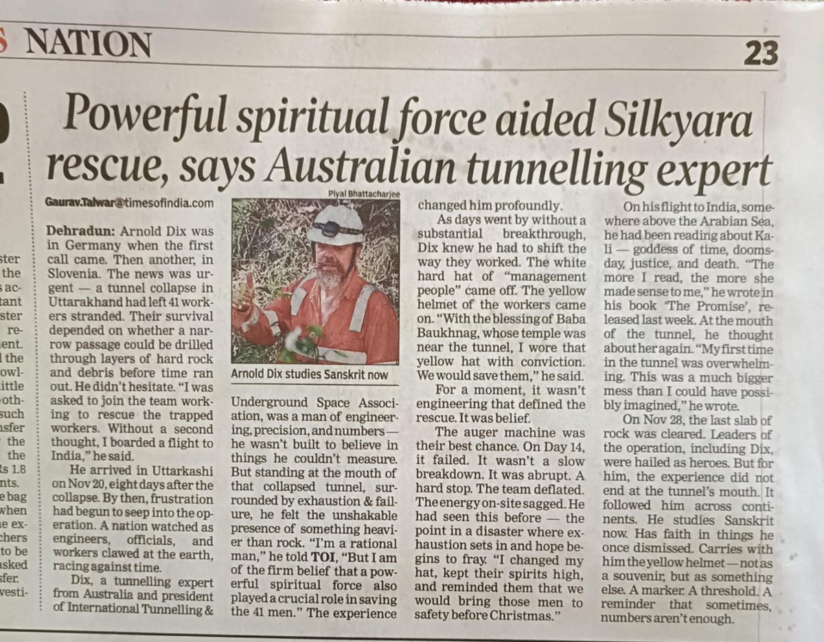 generaljose's tweet photo. Arnold Dix about the Silkyara Rescue in 2023. A memorable rescue of 41 trapped miners by Dix and 12 Rat Miners. https://t.co/jWy5SwJtVS