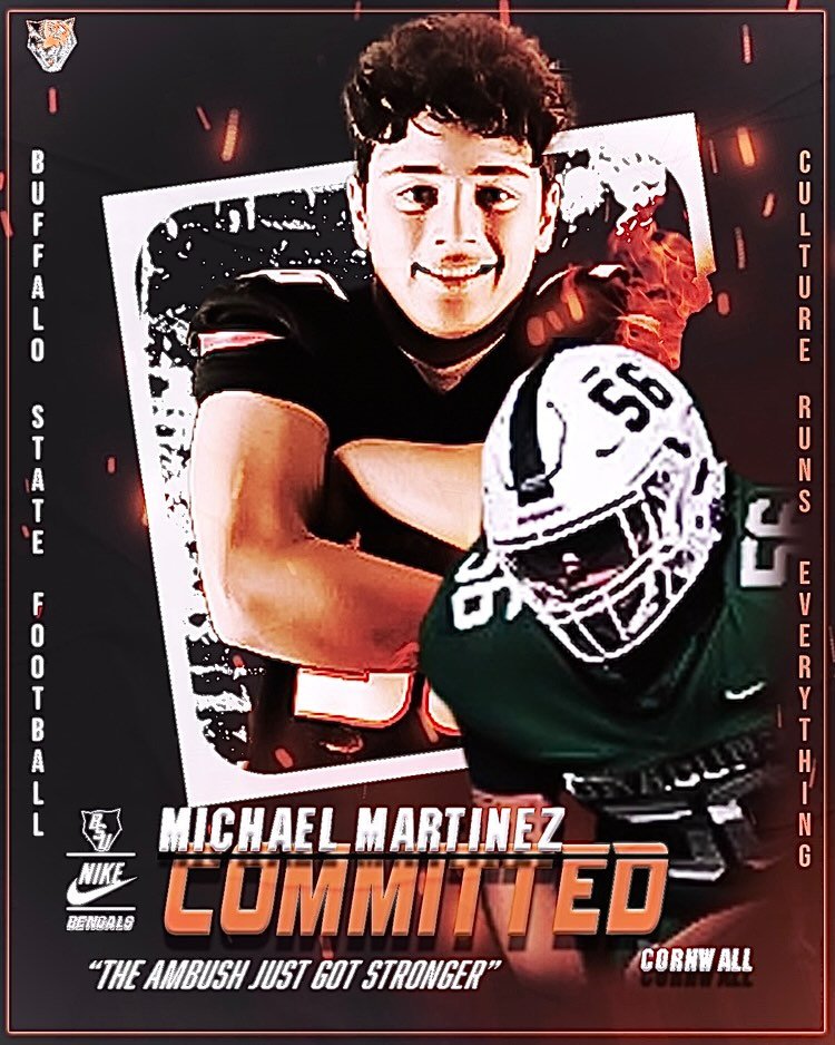 MikeM_artinez1's tweet image. CORNWALL DRAGONS -&amp;gt; BUFFALO STATE BENGALS COMMIT ⬛️🟧🐯

#Committed #BSU #Bengals

@CwallFootball @CWallDragons @CoachArduino @BuffStateFB @CoachC_Williams