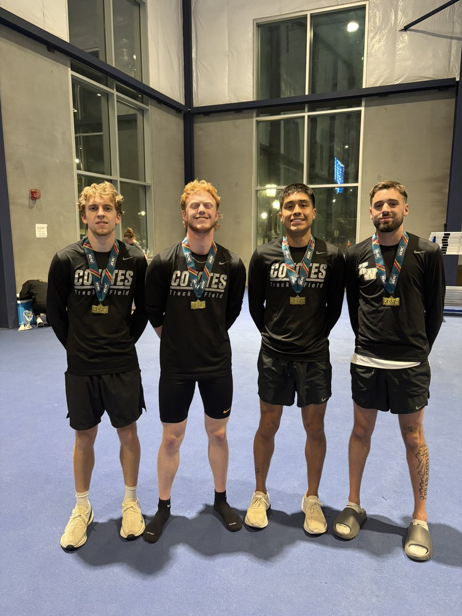 CONFERENCE CHAMPIONS 🥇

Not one, not two, but THREE years in a row KWU wins the men’s 4x800 😳

Their time of 7:48.13 is a NAIA Qualifying mark and lowers their season’s best time!

Relay members were:

Wyatt Johnson
Triston Cottone
Ty Davidson
Julian Avila