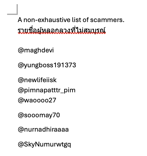 imdotkenny's tweet photo. A non-exhaustive list of scammers.
รายชื่อผู้หลอกลวงที่ไม่สมบูรณ์
#KISSROADinMANILA
#KISSROADinASIA2025
#IAMKPOP #IAMKPOPManila #RIIZE #호라이즌 #RedVelvet #레드벨벳 #IAMLIVE #IAMWorldwide https://t.co/0CIgsIjFag