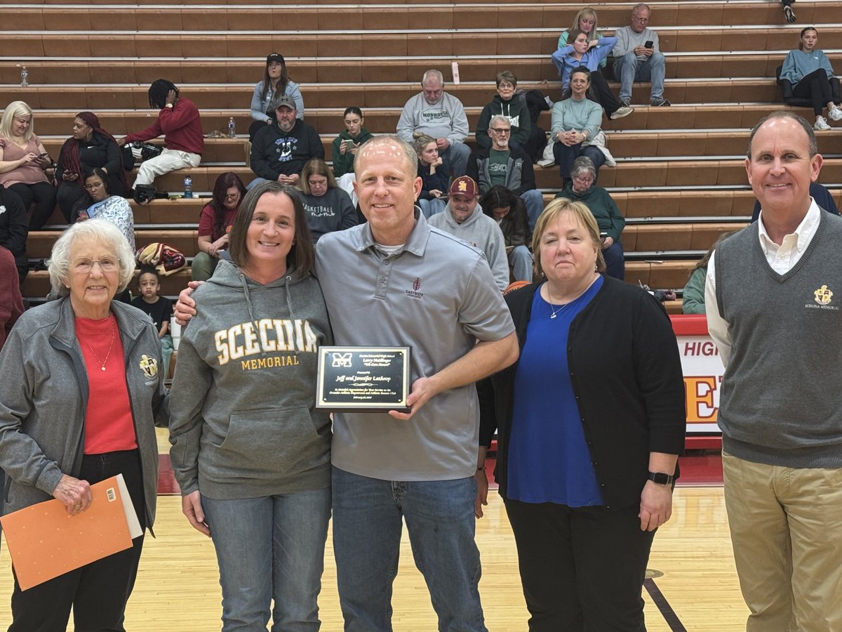 Jeff and Jennifer Lathrop are the “Neidlinger We Care Award” winners. Couldn’t have gone to a more deserving couple. Thanks to  the Neidlinger Family, especially you, Judy!!  ⁦<a href="/ScecinaNow/">Scecina Memorial High School</a>⁩