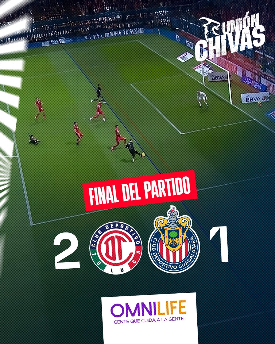 Chivas's tweet image. Un gol hace la diferencia esta noche en Toluca.

Buen juego, mal resultado.