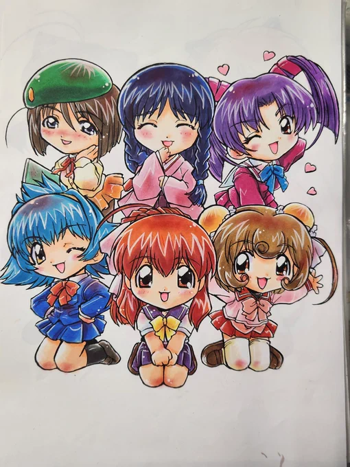 おとぎストーリー#天使のしっぽDVDブックレット用集合絵等々コピック塗りアナログ絵 