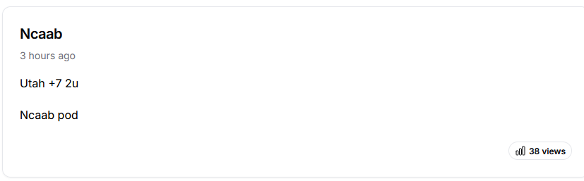 BANGGG CASH THE NCAAB POD BABY! 💵💵💵

UTAH +7 (2u) POD 🏀🏀🏀

 58-13 Max Run (4-1 Last 5 Plays) The Best Run on #GamblingX Baby 🕺

15+ Years of 0 Losing Weeks (Bullet-Proof System) 🚄

DM "Bullet" To Get That Special VIP Promo 📲😉

#GamblingX #NCAABPicks