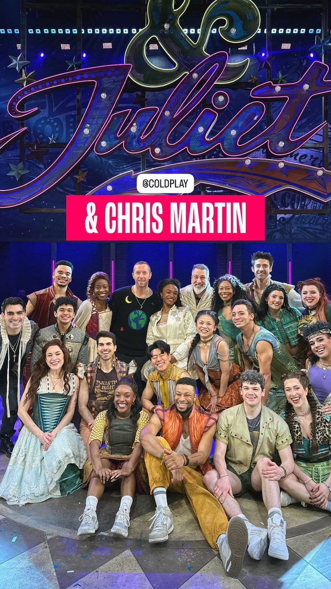 Chris Martin with the cast of &amp; Juliet on Broadway in New York City 🗽 <a href="/AndJulietBway/">& Juliet Broadway</a>