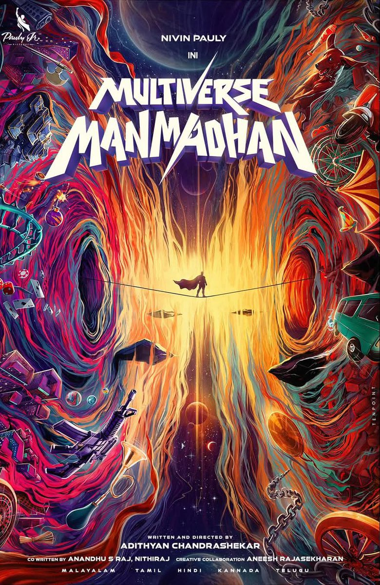 AbGeorge_'s tweet photo. India's first Multiverse Superhero movie, MULTIVERSE MANMADHAN

Directed by Adithyan Chandrasekhar (#EnkilumChandrike)

Co-Writers : Anandu S Raj and Nithi Raj

Creative Director : Aneesh Rajasekharan

Releasing In 5 Languages; Malayalam, Tamil, Hindi, Kannada & Telugu 

@paulypictures
@aaditales @NivinOfficial

#multiversemanmadhan
#multiversesuperhero
#manmadhanrising #NivinPauly