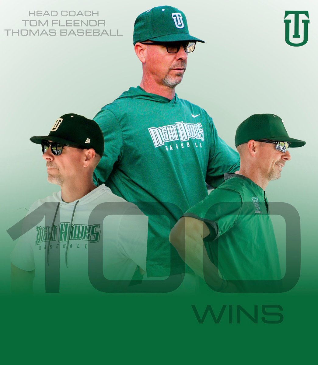 With a win against Mobile in game 2 tonight, Thomas Head Baseball Coach Tom Fleenor secured his 100th win his TU career and win 492 in his overall collegiate head coaching career!