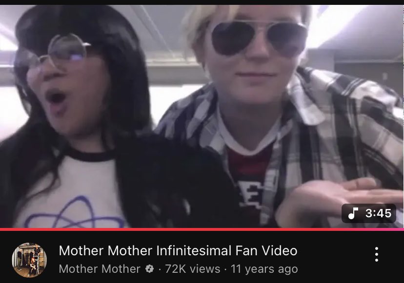 hey <a href="/mothermother/">Mother Mother</a> throwback to 11 yrs ago when my bestie mari &amp; i became the thumbnail for the infinitesimal fan vid… in homestuck cosplay ⚛️😎

if you see this… we both really love “days” &amp; would love to hear it in edmonton on the 22nd! can’t wait to see you either way!! 💙💙