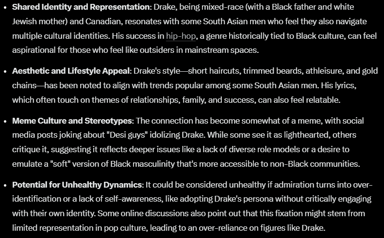 Pithy_Galore's tweet image. Watching #MuslimMatchmaker and apparently lots of Indian men identify with Drake...so I asked AI, i'm 💀