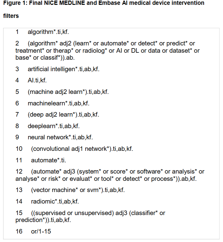 Development and validation of the NICE artificial intelligence (AI) medical device intervention search filters for MEDLINE and Embase (Ovid)

By <a href="/LAyiku/">Lynda Ayiku</a> et al

doi.org/10.1017/S02664…

#AI #SearchFilter #NICE #MedicalDevice #HTA #Embase #MEDLINE #SearchStrategy #SystematicReview