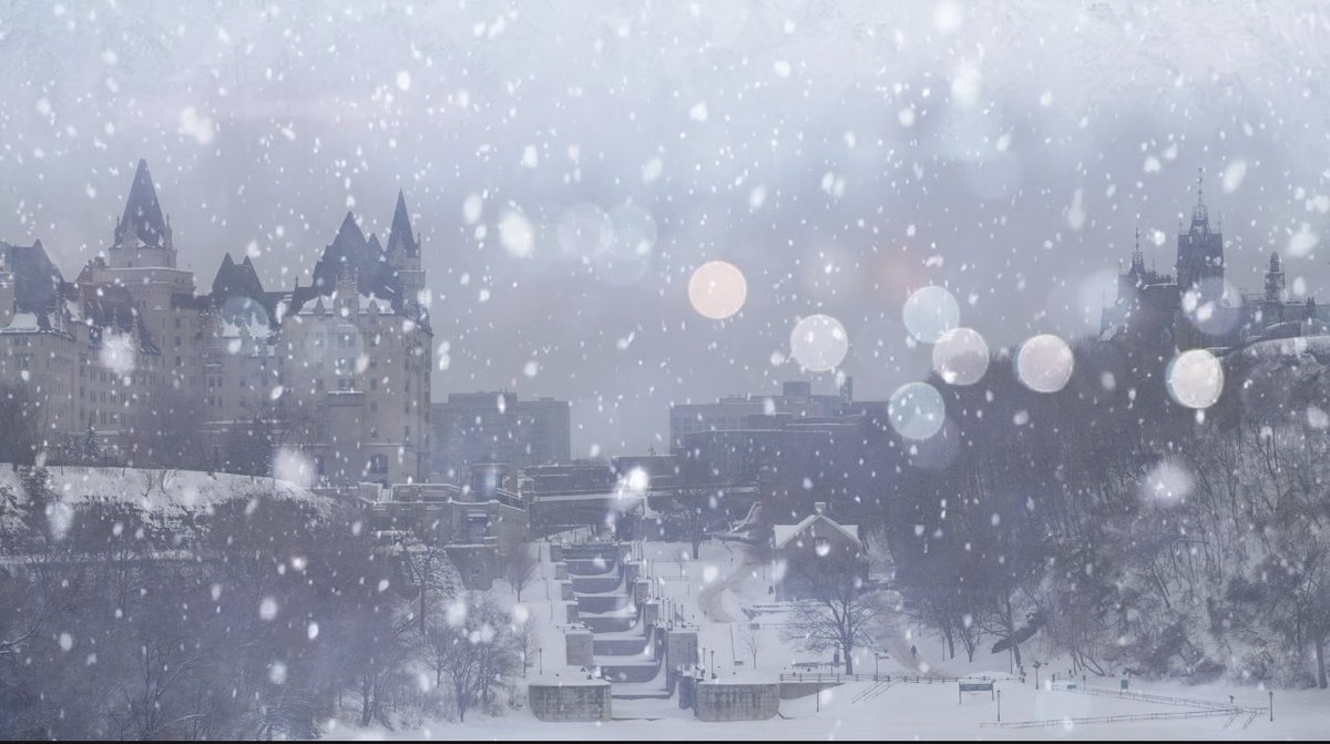 Travel today in the Ottawa area is not recommended under a Winter Storm Warning. Snow at times heavy and local blowing snow will accumulate an additional 25-35cm by early Mon. Windy. NE 40-60 causing near zero visibility at times. It’s -10° now. W/c -19. High -9°. #ONStorm