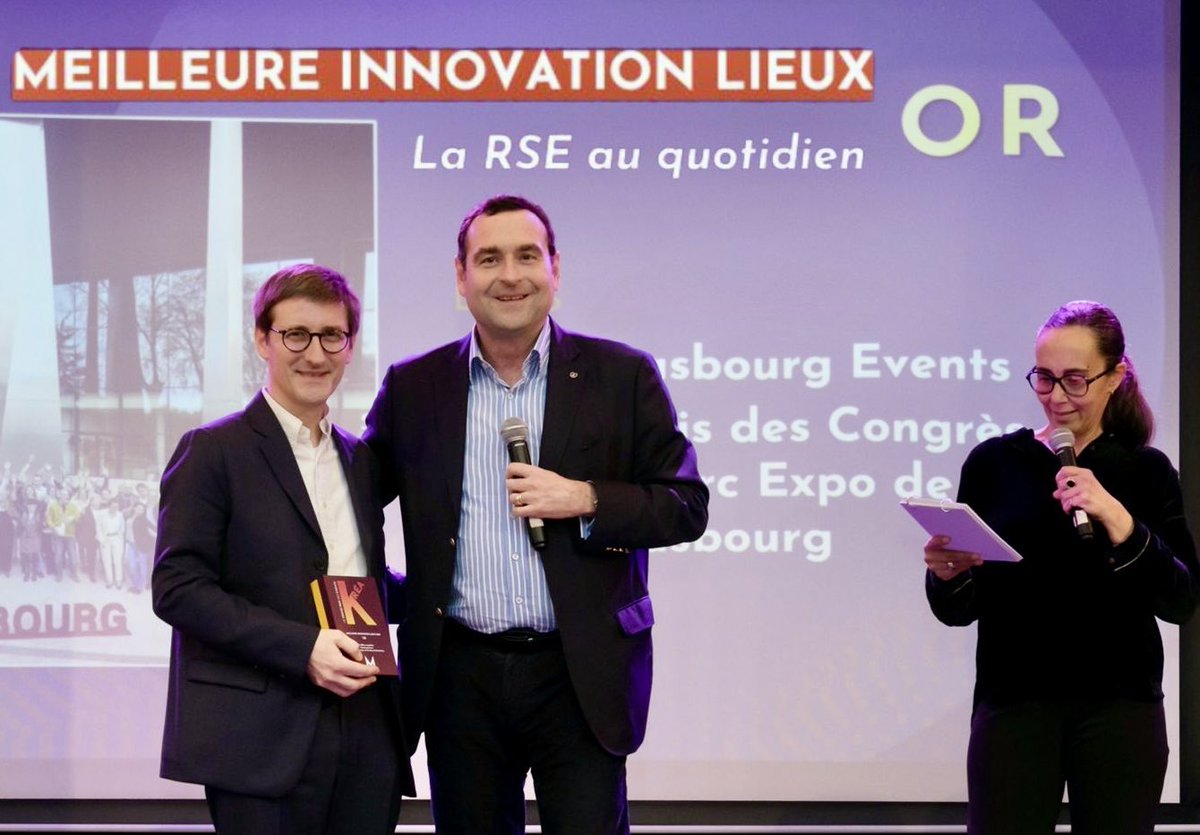 CaillaudJoos's tweet photo. 🏆 Fier d’avoir remporté (encore) un prix national pour le palais des congrès et le parc expo de #Strasbourg pour notre politique #RSE ! Bravo aux équipes pour leur mobilisation 💪
🥨 #MadeinAlsace #Open2Europe https://t.co/XayxGJ9FLR
