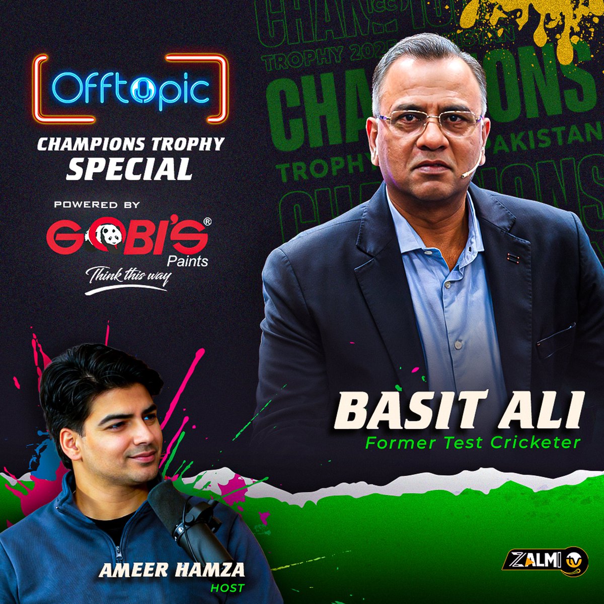 zalmitvlive's tweet photo. ποΈ Off Topic Podcast Champions Trophy Special powered by Gobiβs Paints Featuring Pakistan Former Batter and Cricket Expert Basit Aliπ
Stay tuned for the π₯ podcast
COMING SOON on Zalmi TV πΊ
#ChampionsTrophy2025 #ZalmiTV #OffTopicPodcast #ZalmixGobisPaints https://t.co/jLoaQCICiQ