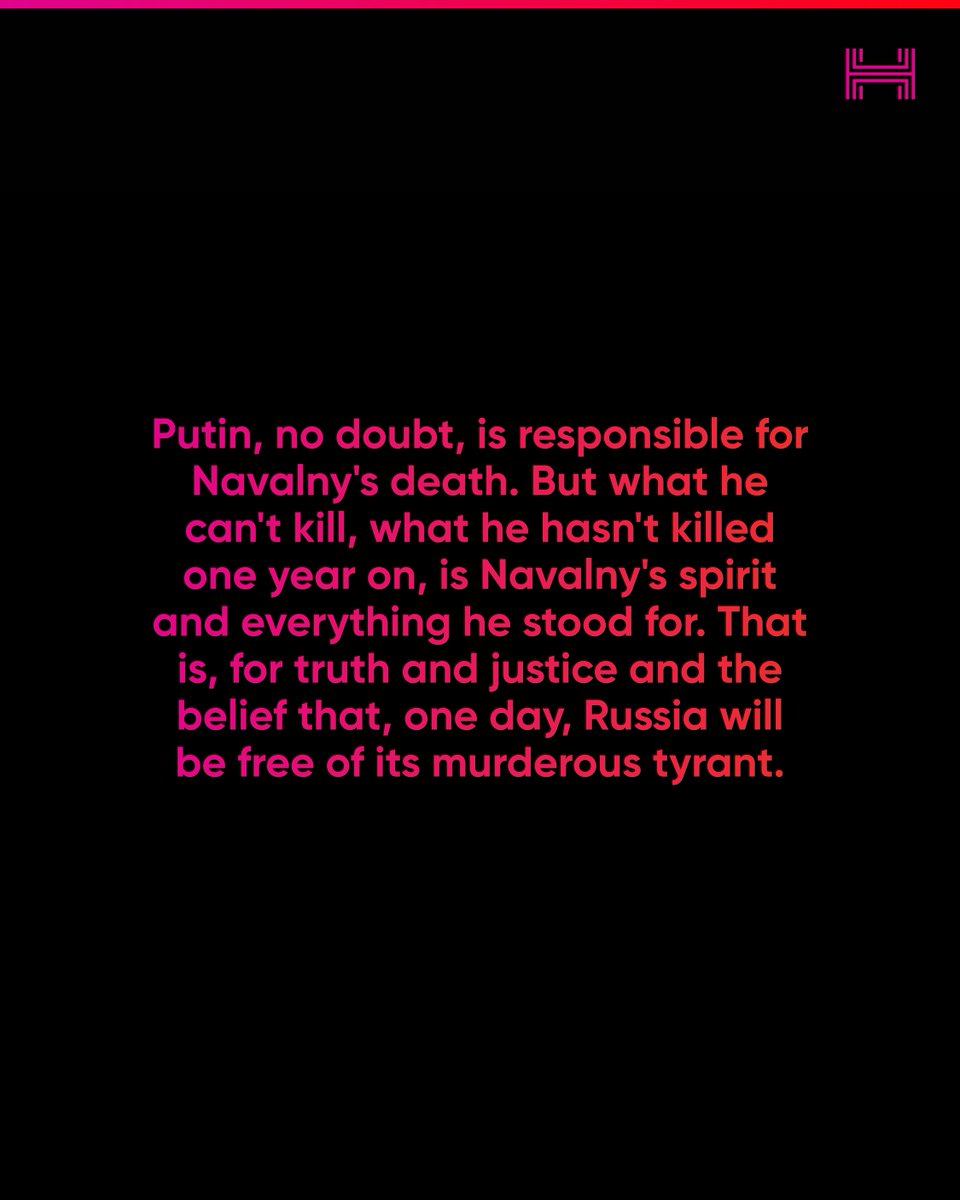 Today, HRF remembers Alexei Navalny, the fearless advocate for democracy in Russia.

Putin, no doubt, is responsible for Navalny's death. But what he can't kill, what he hasn't killed one year on, is Navalny's spirit and everything he stood for.