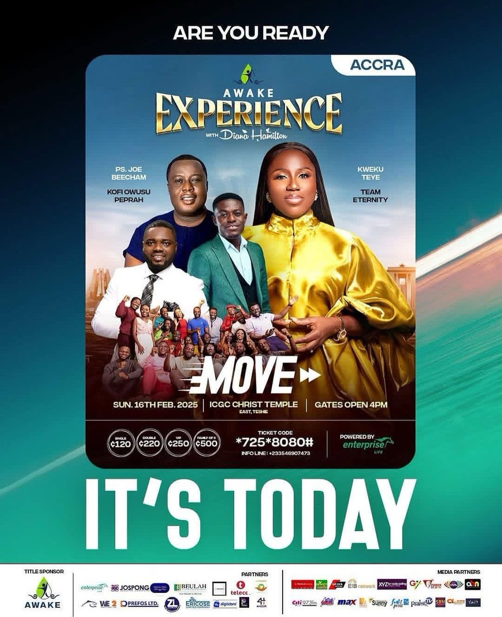 Abeikusantanatv's tweet image. Today is the day! ICGC Christ Temple East comes alive with the #AwakeExperience with @dianaahamilton . Get ready for an unforgettable time of worship and thanksgiving!

Don&apos;t miss it! 
#abeikusantanatv