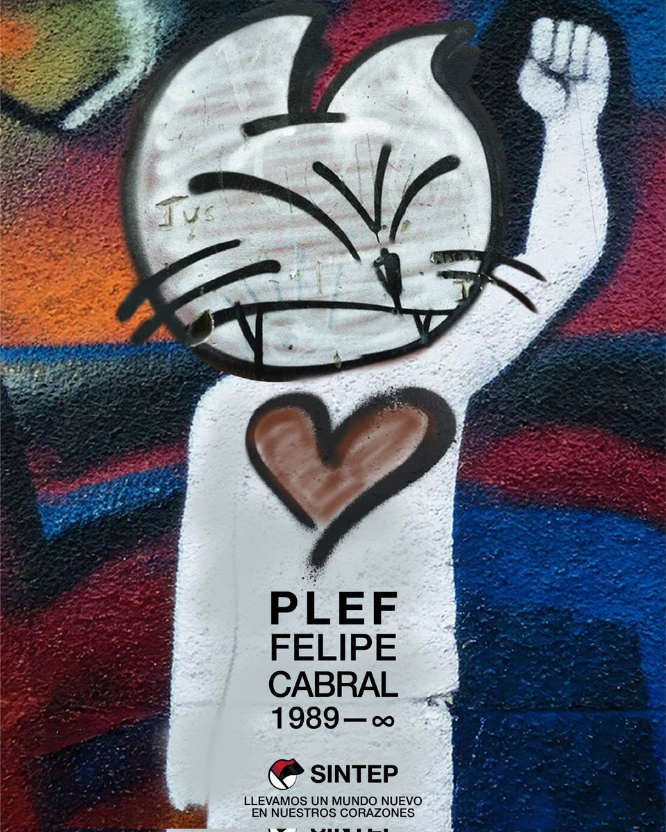 sintep_uy's tweet photo. PLEF
FELIPE CABRAL
1989 - ♾️
@PITCNT1
LLEVAMOS UN MUNDO NUEVO EN NUESTROS CORAZONES
Hace 6 años fue asesinado por la espalda Felipe Cabral - Plef, mientras intervenía un muro en una casa ubicada en el barrio de Punta Gorda.
QUE LA PROPIEDAD NO VALGA MÁS QUE LA VIDA https://t.co/mFRq4BdYwZ