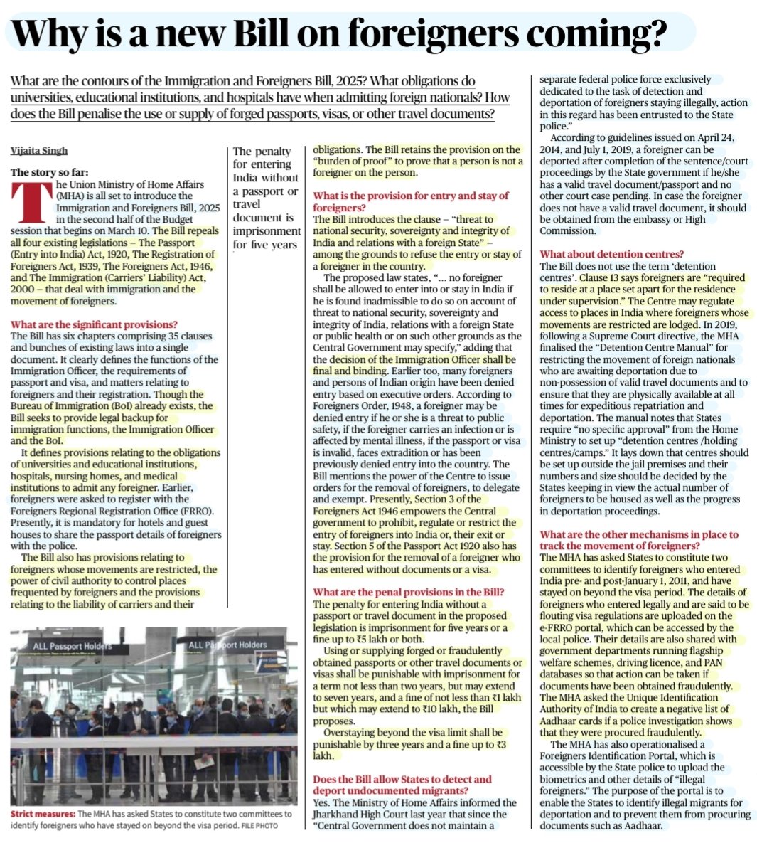 'Why is a new bill on Foreigners coming?'

:Explained by Ms Vijaita Singh
<a href="/vijaita/">Vijaita Singh</a> 

Bill to repeal 4 existing legislations-dealing with #Immigration &amp; #Foreigners movement
More info..

#Undocumented #migrants 
#BureauOfImmigration #MHA
#budgetsession2025
#Law 

#UPSC 

Source:TH