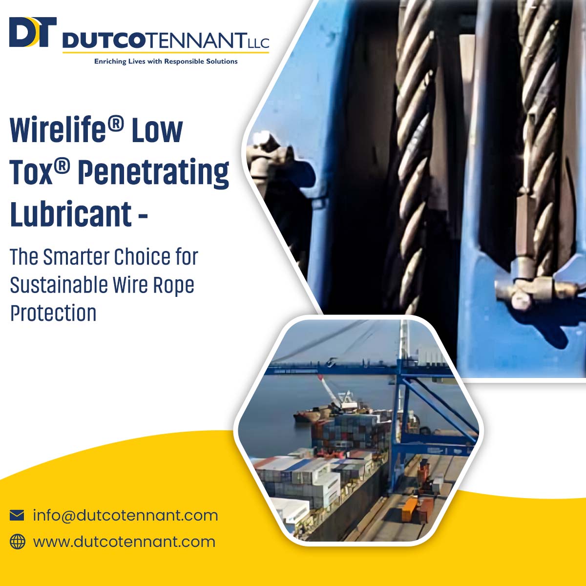 Dutcotennant's tweet image. Eco-safe & tough! Wirelife® Low Tox® 2011 offers top #rustprotection & strength for #wireropes & #chains in marine & low-tox environments.
For more details, mail to us at info@dutcotennant.com.
#wireropelubrication #chainlubrication #industriallubrication #DutcoTennantLLC