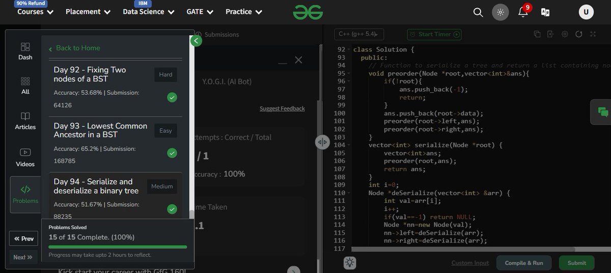 UdayIge's tweet image. #GfG160: 160 days of problem-solving! 🚀

✅ Day 94: Serialize and deserialize a binary tree.

#geekstreakchallenge
#geekstreak2024 #gfg160

@geeksforgeeks