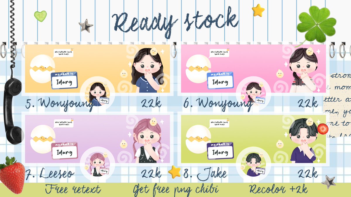 Haidwangg's tweet image. Help rt? Thank you! 💗

Sore teman timun 🥒 idang kali ini bawa ready stock layout chibi &amp;amp; non chibi nich😋, untuk layout nya baru bisa di take hari ini di jam 19.00wib yaah🍀, untuk harga dan ketentuan bisa cek alt ya gais🫰 jan lupa di beli hihi 😖

Thank you! 

#zonauang