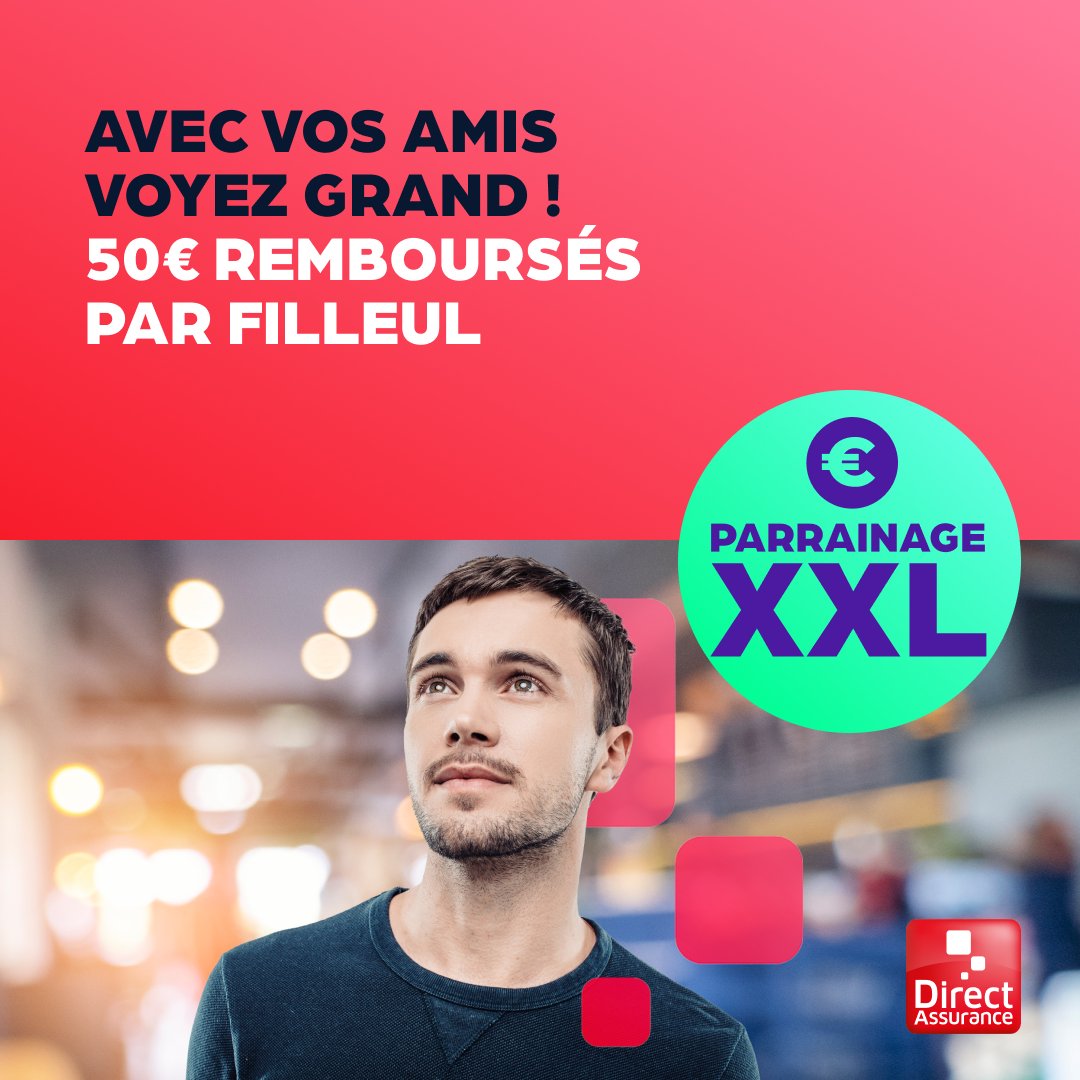 💸 😄 Dernier jour ! 
Pour tout contrat auto ou habitation souscrit par un de vos amis, c’est 50 € pour chacun. 
Pour en profiter c’est par ici : bit.ly/Parrainage-