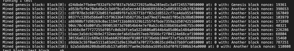 I didn't really understand blockchain even after reading books, so I looked for a tutorial and tried to build it from scratch in Rust! It's very simple, but once you implement it, you can understand it better. You can mine and record transactions.