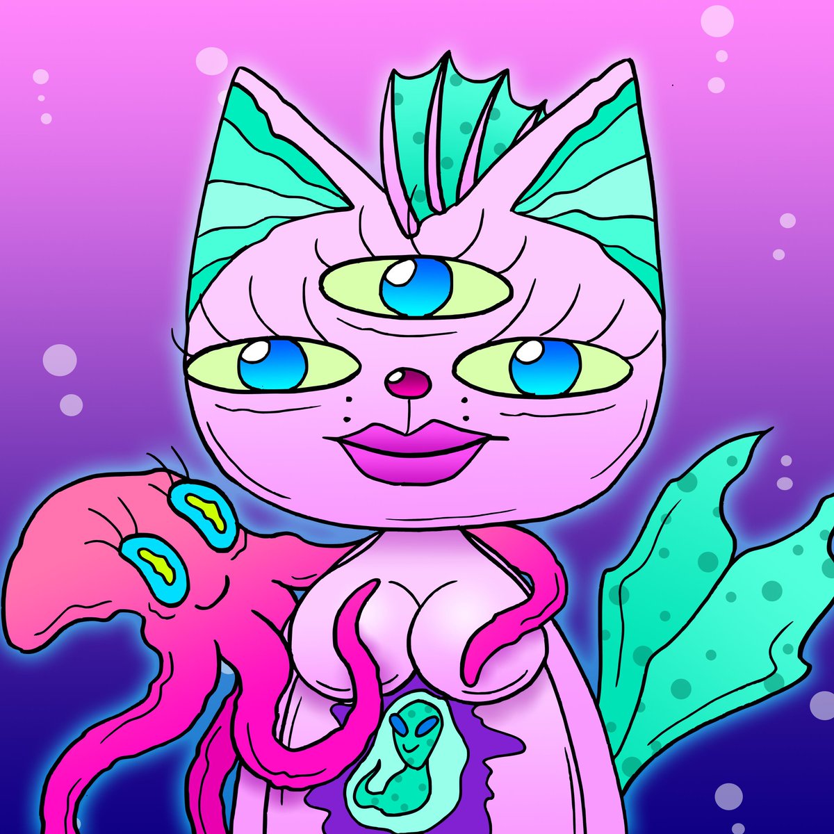 CUSTOM reveal 👽✨️
Here she is, the lovely Mermaid Mom 🧜‍♀️
Big congrats to your third custom <a href="/Fluffworlds/">Fluffworlds: Crypto Fluffys |💎💜| $LILSAM</a> !
Thank you so much for the amazing support and your great ideas 💜

You own 35 ABBs now. 10 left to your 4th custom 🥹
( 1 custom he won through a giveaway )