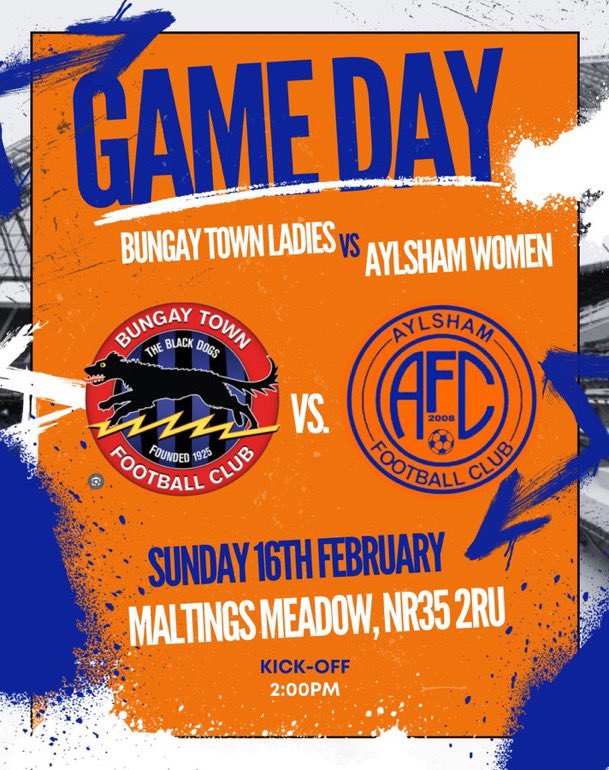 💙MATCH DAY🧡
This afternoon the Women’s First team head to Malting Meadow to take on a strong Bungay side. 

📆 Sunday 16th February 
📍 Maltings Meadow, NR35 2RU 
⏰ 2:00pm KO 
🤝 Sponsored by <a href="/bluebellsmh/">BluebellsMH</a> 

🟠🔵