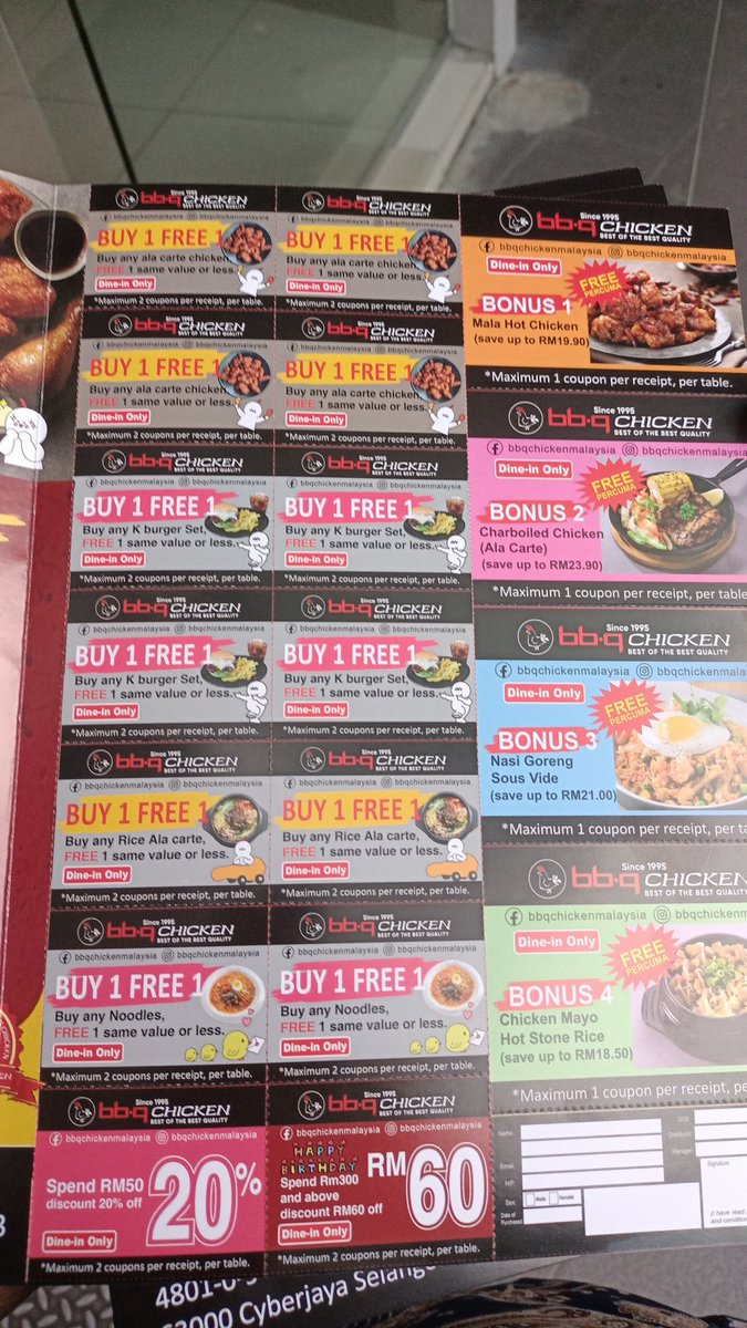 KaussOwner's tweet photo. Hi , saya ada voucher makan free utk warga cyberjaya . Buku voucher yang diskaun total melebihi RM400 . Berminat boleh PM all area cyberjaya . Restoran BB.Q Chicken kedai ayam korea @Twt_Cyberjaya @Twt_Cyberjaya @CyberjayaBuzz @ZCyberjaya @ourcyberjaya https://t.co/RKAwGI2dNz